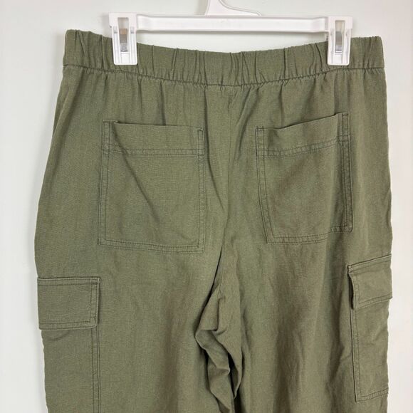 Gap Walden Green Linen Parachute Pants Women’s Medium Pull On Cargo - Picture 9 of 14